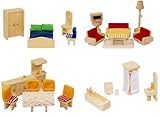 Das Holz Puppenstube Möbel Set für Wohnzimmer, Küche, Bad und Schlafzimmer ist stabil & mit Liebe zum Detail verarbeitet und zudem mit abgerundeten Ecken und Kanten versehen