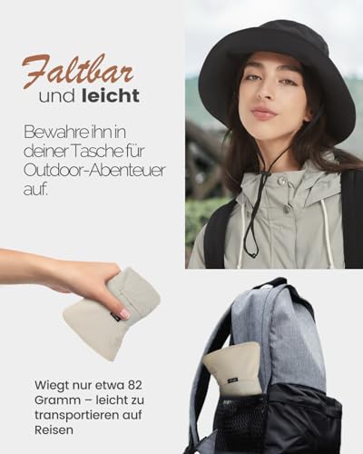 Creekstone Regenhut Damen Herren Wasserdicht, Sonnenhut UV Schutz, Floppy Bucket Hat Eimerhut, Outdoor Hut Faltbar für Wandern Fischerhut (DE/NL/SE/PL, Alphanumerisch, Einheitsgröße, Schwarz)