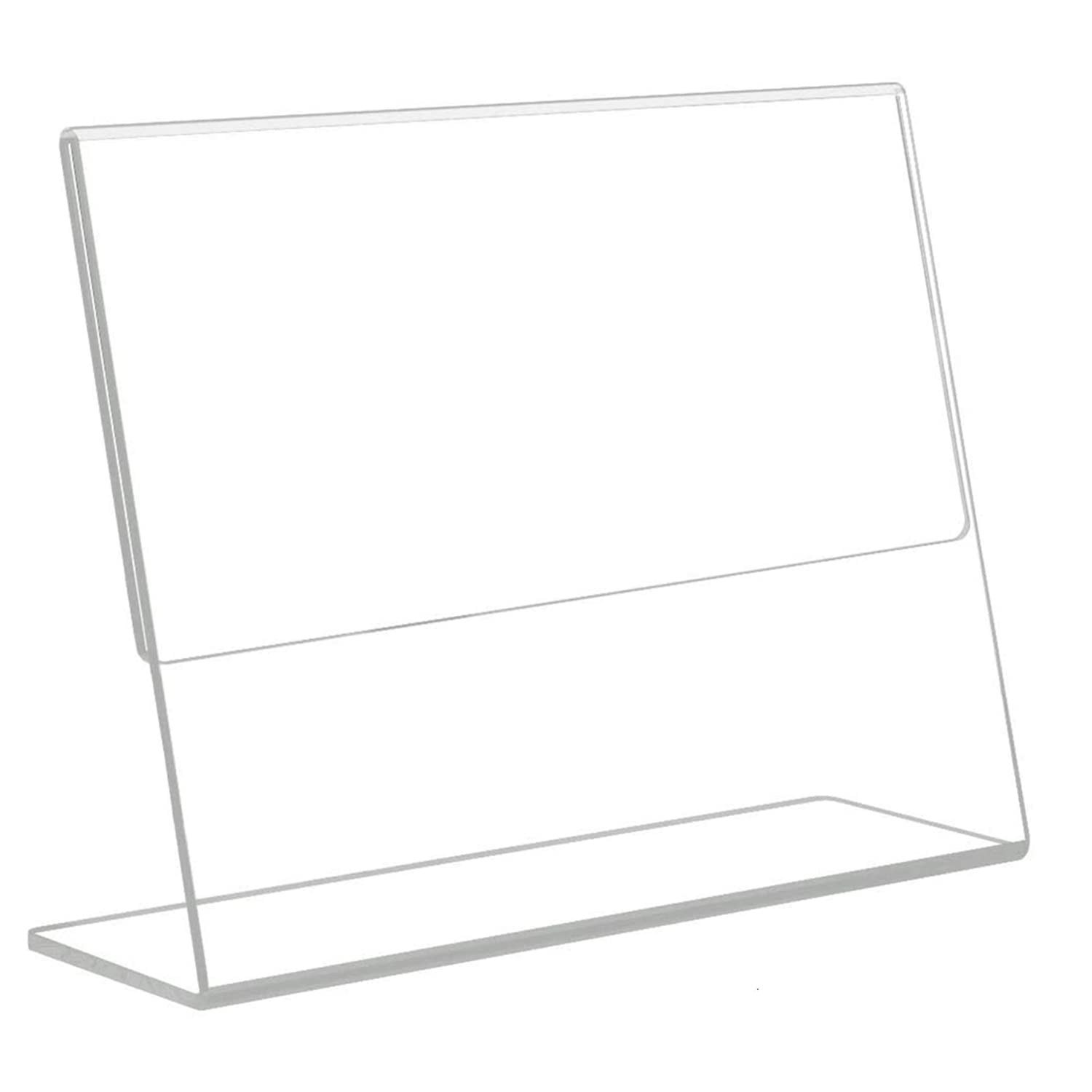 Parikshit Sublimation Clear Acrylic Sign Holder Display Stand Slant L Shape Type Table top Display menu Photo Frame Flyer brochure Document Holder (11.5 X 8.5 Inch - 1pc, Landscape)