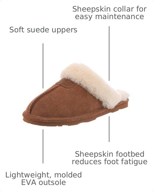 Image of BEARPAW Women's Loki Slip-On Slippers | Suede Upper | Comfortable Indoor & Outdoor Shoes for Women | Multiple Sizes & Colors