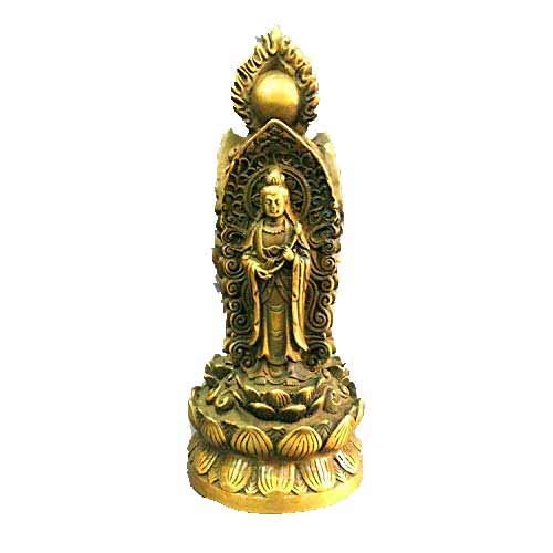 Trois Statues de Bouddha en pur cuivre avec ornements occidentaux sacrés Amitabha