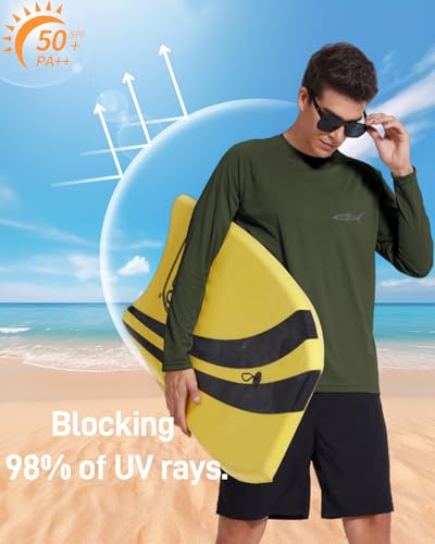 Herren Rashguard UPF 50+ Langarmshirt T-Shirts UV Shirt Sonnenschutz Shirts Atmungsaktiv Schnell Trockened Funktionsshirt Herren Langarm Gym Running Tops (AG M)