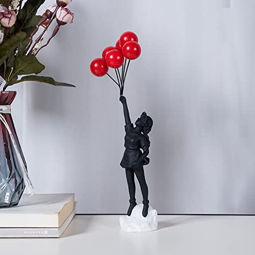 Qzvanlon Flying Balloons Girl Statue, Modern Art Sculptures For Home Decor, Resin Figure Sculpture Crafts Ornament, Collectible Figurines Living Room Decoration #TOP3