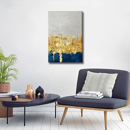 Œuvre d'art moderne grand format avec toile murale abstraite bleu gris