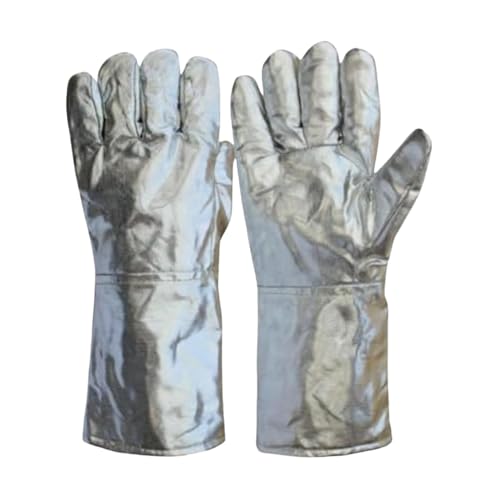 Generisch Guantes de soldar de aluminio, guantes de protección contra el calor a 300 °C, guantes de seguridad para soldadura, metalurgia industrial, resistentes a chispas, 37 cm