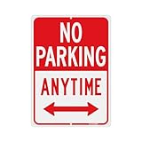 T&R No Parking Anytime Sign - 1 Pack - 14 x 10 Inches Rust Free .040 Aluminum Reflective - UV Protected, Waterproof, Weatherproof and Fade Resistant - 6 Pre-drilled Holes