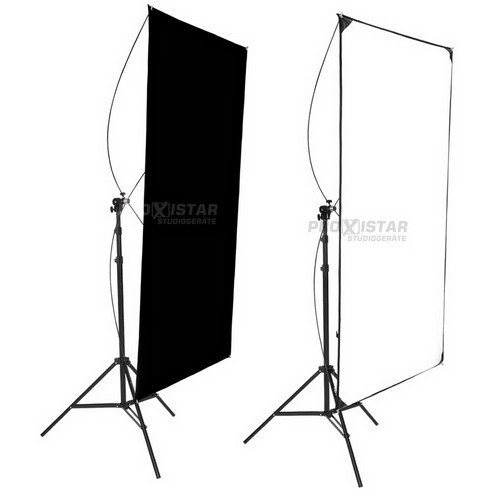 Reflektorpanel 90x180cm schwarz/weiß + Stativ Cover
