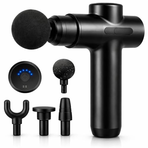 Massage Gun Deep Tissue Muscle Massager – Powerful Muscle Massage Gun with 4 Heads | Handheld Massager for Pain Relief | Massagers for Back and Neck | Ideal Fitness & Birthday Gift