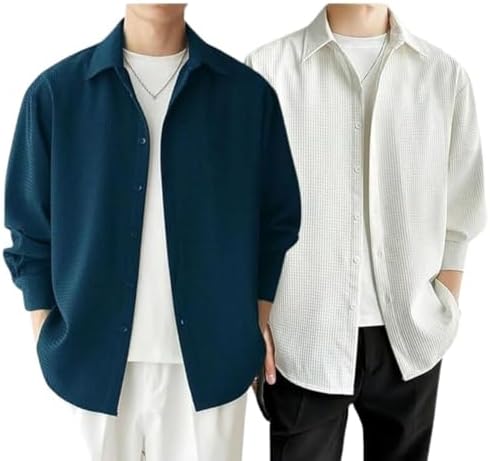 Leriya Fashion Men's Formal Button Down Shirt – Slim Fit Shirt's for Men | Textured Long Sleeve Polycotton| Business & Meeting Ready (Available in Plus Size)