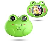 Kids Camera Toys for Boys,Gifts Rechargeable Shockproof Cute Cartoon Frog Design Mini Camera for Girls Anti-Shake Children digital Video Camera with Games DIY Video Effects Indoor Outdoor