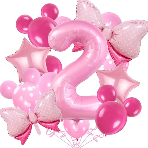 20 unidades balões de aniversário 2 anos, decoração de aniversário 2 anos, decoração de aniversário para menina, adequado para festas de aniversário de meninas, festas temáticas rosa e festa de Baby Shower