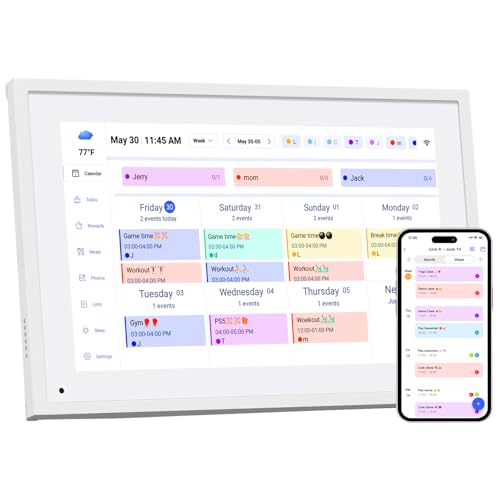 10.1 inch Wall Planner Digital Calendar & Chore Chart, Smart Touchscreen Interactive Display for Family Schedules, Hearth Display Digital Calendar, Great for Organizing Your 2025 Year