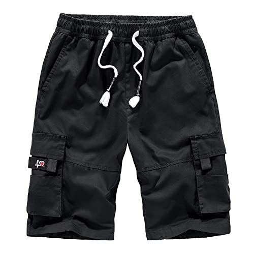 Cargo Shorts for Men Plus Size,Outdoor Hiking Walking Workout Sports Shorts Men's Work Shorts Classic Elastic Drawstring Waist Athletic Shorts Half Pants Cycling Running Shorts with Multi Pocket