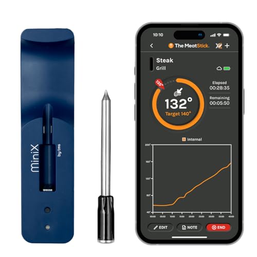 MeatStick Mini X Set | Wireless Meat Thermometer with Bluetooth | for Kitchen, Air Fryer, Deep Frying, Oven, Sous Vide, BBQ, Grill, Rotisserie | Limited Range