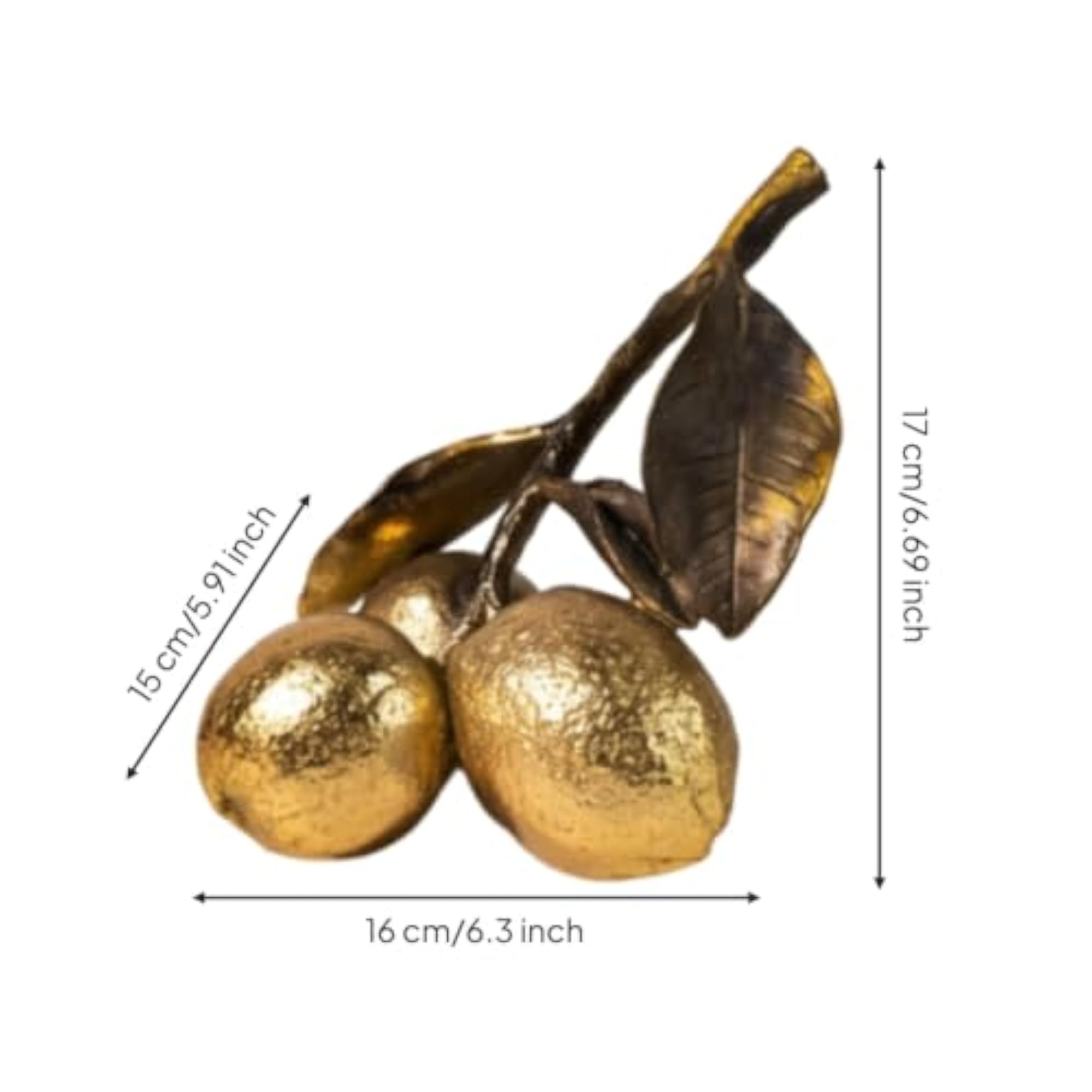 Gold Lemon Ornament, Lustrous Tabletop Decorative Piece