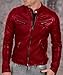 DECIMAL Men's Black & BROWN Genuine Lambskin Leather Biker Jacket VINTAGE REAL MOTORCYCLE JACKETS FOR MEN (3XL, RED)