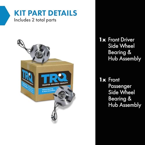 Image of TRQ 2 Piece Front Wheel Bearing & Hub Assembly Set Compatible with 1998-2005 Chevrolet Blazer 1998-2001 GMC Jimmy