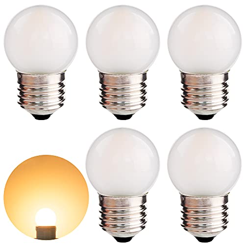LED G40 Low Watt Light Bulbs 1.5W Soft Warm White 2700K G14 LED Energy Saving Bulb 15 Watt Equivalent Lights Bulb Standard Base E26, Not Dimmable for Bathroom, Bedroom, 150 Lumen, 90+ Ra, Pack of 6f 6