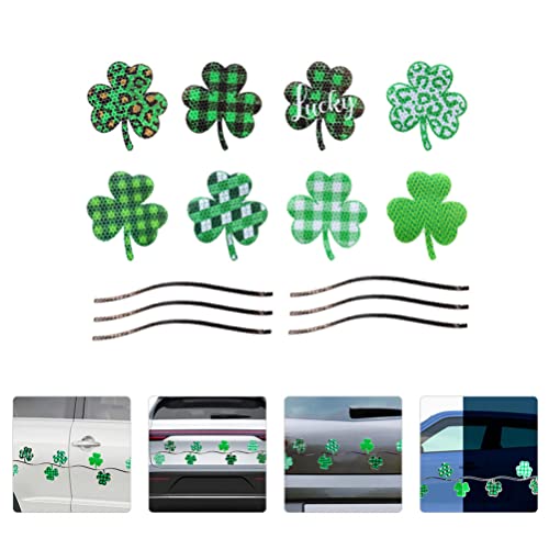 Doitool 1 Set St. Patricks Day Decoration Stickers Decorative Irish Clover Green Shamrock Car Reflective Magnets For Home Refrigerator Mailbox Car Decor #TOP2