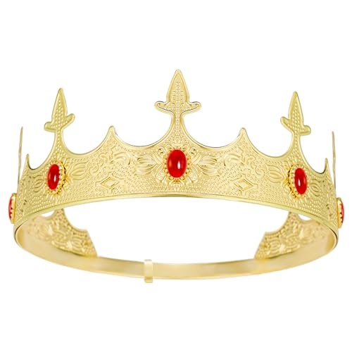 King Crowns Metal Hair Band for Men Gold Crowns and Tiara for Theme Birthday Party Costume Accessories