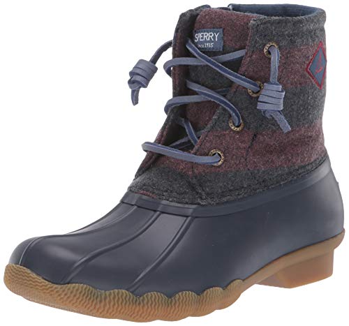 Sperry Girls' Saltwater Boot Ankle, Navy/Maroon, 6 M US Big Kid