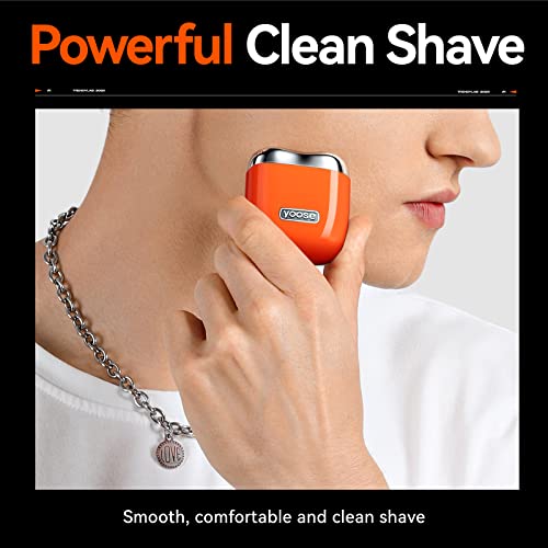 Yoose Mini Rotary Shaver, Electric Razor For Men, Alloy Body & Magnetic Shaving Head, Close Shave, Ipx7 Waterproof, Usb C Rechargeable, Cordless Electric Razor With Travel Case, Ideal Gift, Orange #TOP7