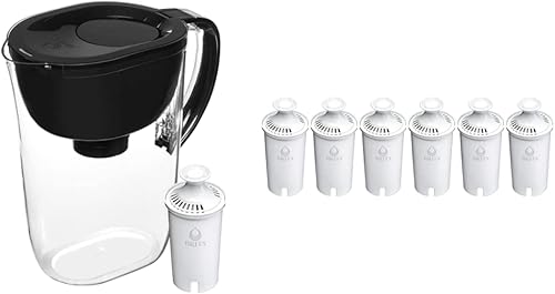 Brita Jarra grande de filtro de agua + reemplazo de filtro de agua estándar Brita que reduce el sabor del cloro, se adapta a la mayoría de jarras y