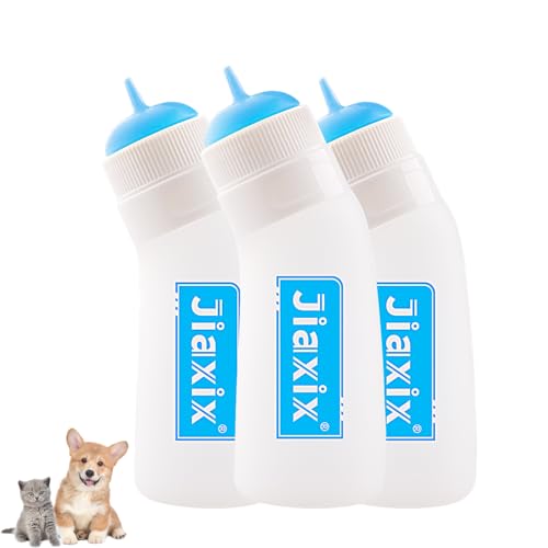 3 Pack Kitten Silicone Nursing Bottle,Silicone Feeding Nipple, Reusable Newborn Kitten Supplies, Suitable for Feeding Kitten, Puppy, Rabbit, Hamster (Blue, Small)