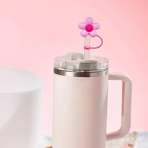 Miniatura 2 de Stanley - Cubrepopote de silicona de 30 y 40 onzas, tapa de paja en forma de flor, a prueba de salpicaduras, cubierta de popote reutilizable, fundas