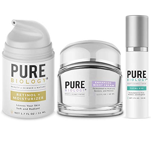 Pure Biology Premium Eye Cream, Night Cream & Retinol Face Cream Bundle