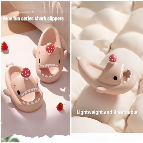 Mushroom Shark Slides for Men and Women, Non-Slip Comfy Sandals, Cushioned Beach & Shower Shoes with Lightweight Sole4