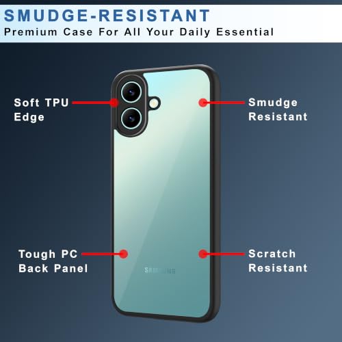 Image of CEDO Backcover for Samsung Galaxy A07 (4G) LTE / A07 (5G) / F70E | Camera Protection Bump Shockproof Edge | Ultra Hybrid Transparent Acrylic Clear TPU+PC Hard Backcase Cover (Black)