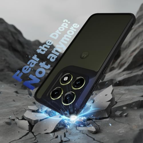 Image of RIGGEAR Shockproof Sleek Hybrid Armor Back Cover Case for Motorola Moto Edge 70 Pro /Edge 70 Pro Plus 5G (Smoke Black Matte PC + Black TPU Bumper)