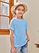 Girls Short Sleeve T Shirts Kids Summer Tops Crewneck Tees 5-14 Years Blue