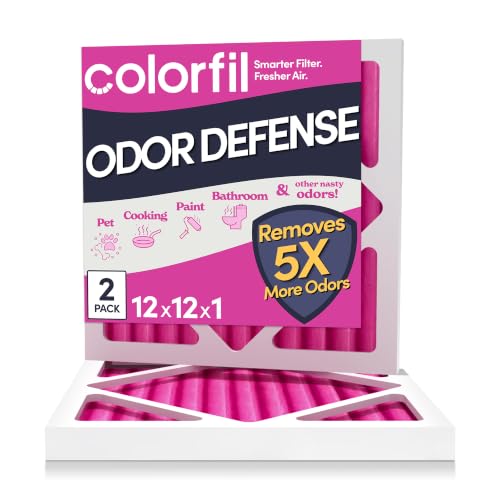 Colorfil 12x12x1 Air Filter (2-Pack) | Made in the USA | Color Changing | Remove Cat and Dog Odor | MERV 8 for Pet Hair Dander and Dust | 11.75"x11.75"x0.75" Exact Size