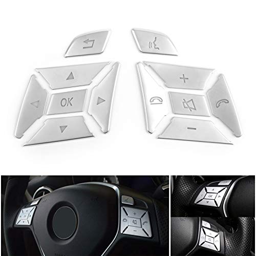 Areyourshop Steering Wheel Button Silver Trim for E C G Class W204 2012-2016