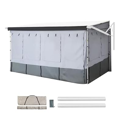 VEVOR RV Awning Sun Shade Room - Compatible with 16-17 ft Awnings, RV Awning Sun Shading Room with Door & Ventilated Mesh Windows, Sunproof & Windproof Three-Sided Enclosure Tent for RV Camping