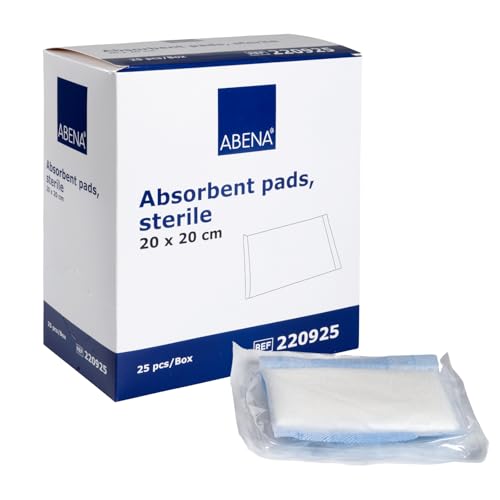 ABENA Absorbent Pads, paquete de 25, apósitos de gasa estériles de 20x20cm para heridas