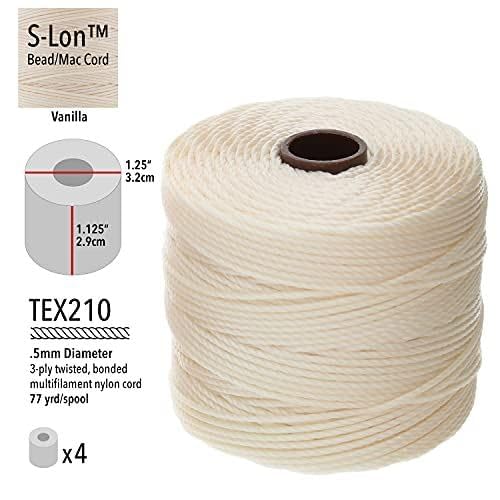 Hilo de tejer cuentas Beadsmith S-Lon 18 vainilla para micro-macramé y pulseras Kumihimo 5