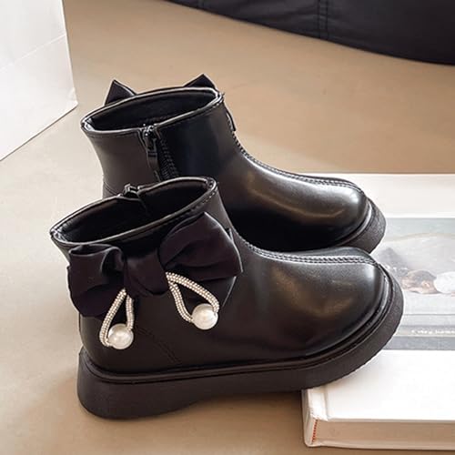 Baby Toddler Girl's S𝐨𝐟ia Sweet Short Ankle Boots Bowknot Side Zipper Dress Booties Kids Solid Winter Chunky Shoes2