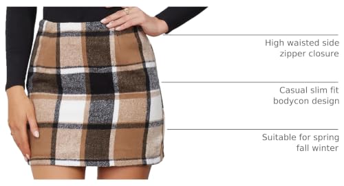 Image of IDEALSANXUN Womens High Waist Plaid Skirt Bodycon Pencil Wool Mini Skirts
