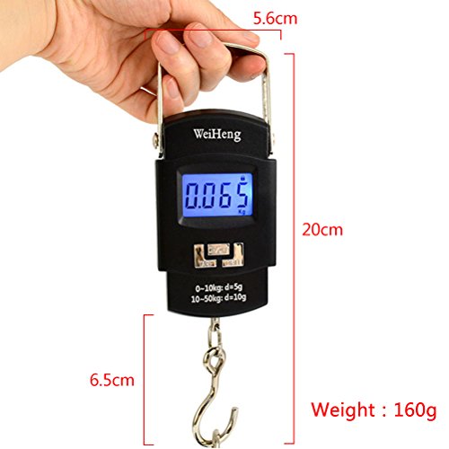 Fishing Scale Odowalker Electronic Hanging Hook Scale,Digital Electronic Balance Backlit Lcd Display 50 Killogram / 110 Lb - Wide Stainless Steel Handle #TOP3