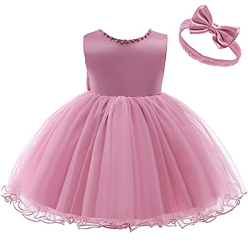 NSSMWTTC 6M-6T Baby Backless Pageant Dress Toddler Girls Tutu Gown Flower Dresses with Headwear3