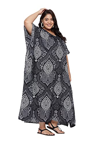 Image of Oussum Women Kaftan Plus Size Polyester Summer Lightweight Caftan Swimsuit Cover Ups Maxi African Mumu Lounge House Dress
