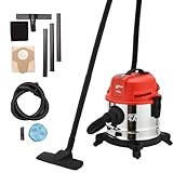San Marco Bidone aspirapolvere per Solidi e Liquidi da 1200 W, con funzione soffiante, bidone in metallo completo di ruote