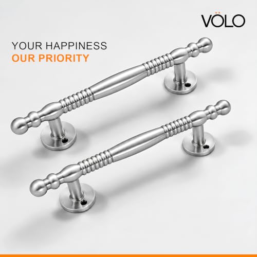 Image of VOLO Main Door Pull Push Handle | Door Handle for Home Office | Interior Exterior Door Hardware Pull Handle | (Pack of 2 Pieces, Silver Satin, 8 Inch (200MM))