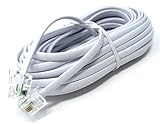 Câble modem RJ11 vers RJ11 avec une configuration directe. Les noyaux en cuivre offrent une meilleure conductivité. Le câble est disponible en noir ou en blanc.