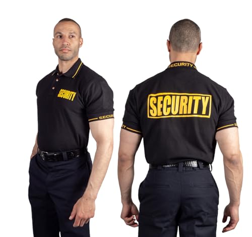 RYNO GEAR Security Shirt – Front & Back Print Uniform for Security Guards, Event Staff & Safety Officers (RG-SUNIFORMS, Black With Gold ID, Polycotton, 1, Medium, RG-SUNIFORMS) - Thumbnail 3