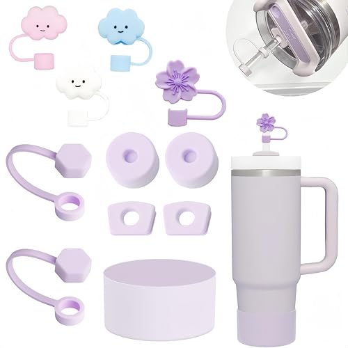 Frundoo Stanley Cup Accessori Set comprende 6 coperchi per cannucce in silicone, 2 tappi per cannucce, 2 tappi rotondi, 1 copertura in silicone per tazze Stanley da 1,2 L e 850 ml -Prodotti brevettati