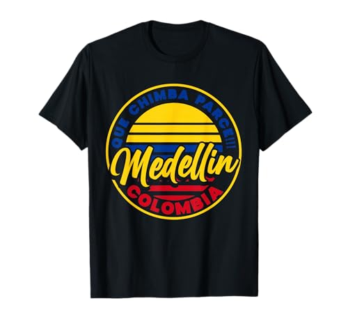 Medellin Colombia Que Chimba Parce Colombian Flag Retro T-Shirt